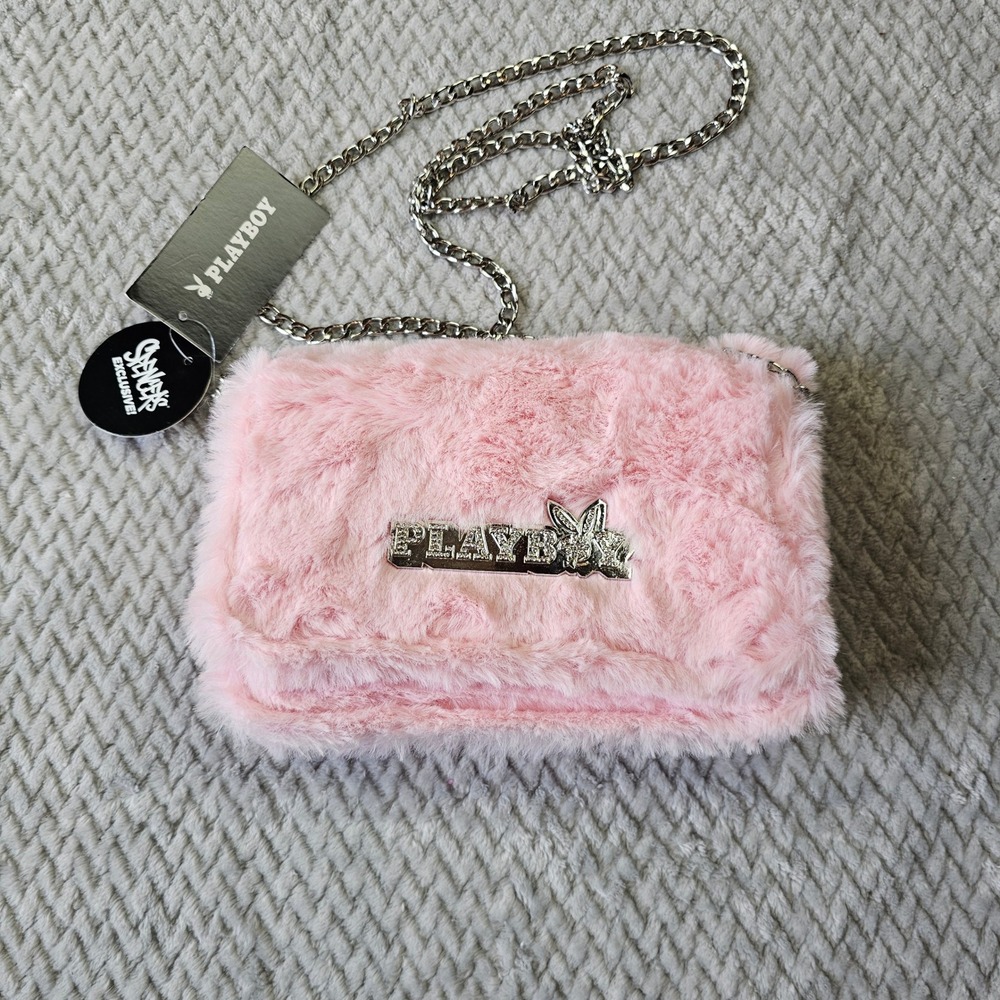 Playboy Spencers‎ Exclusive Pink Faux Fur Crossbody Bag Rhinestone Y2K Bunny NEW